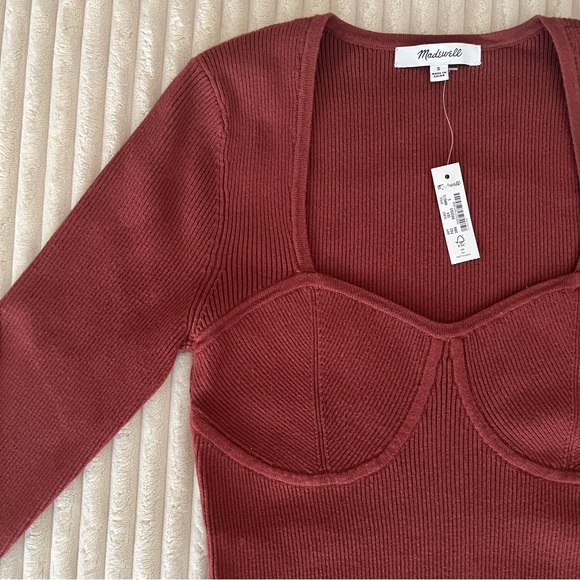 NWT Madewell Wide Rib Sweater Top - Small - Stained Mahogany - Picture 7 of 8